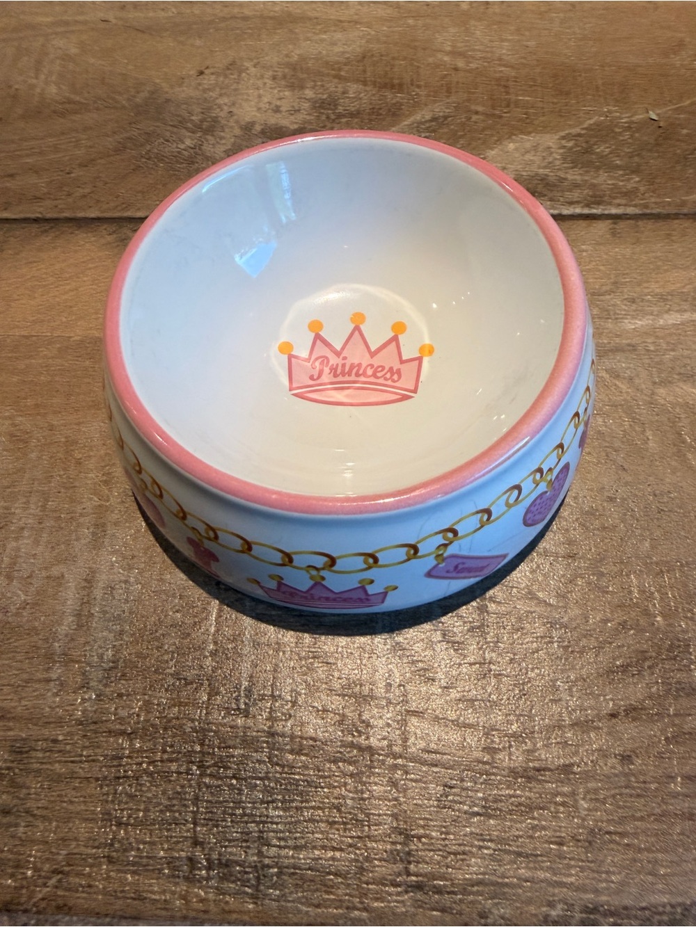 Top Paw Pink and White 'Princess' Ceramic Pet Bowl